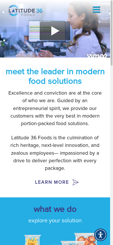 the mobile screenshot of www.latitude36foods.com