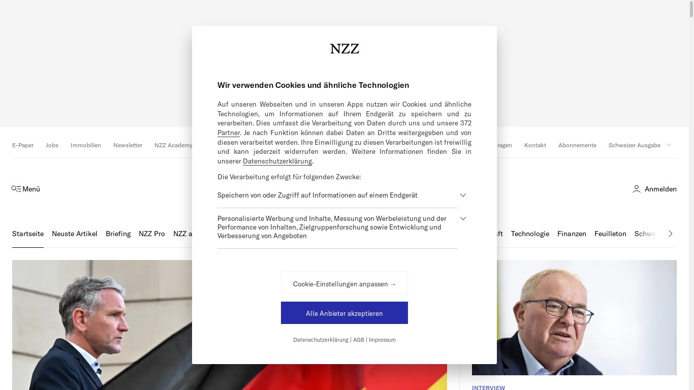 the desktop screenshot of www.nzz.ch