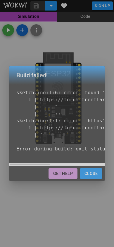 the mobile screenshot of wokwi.com