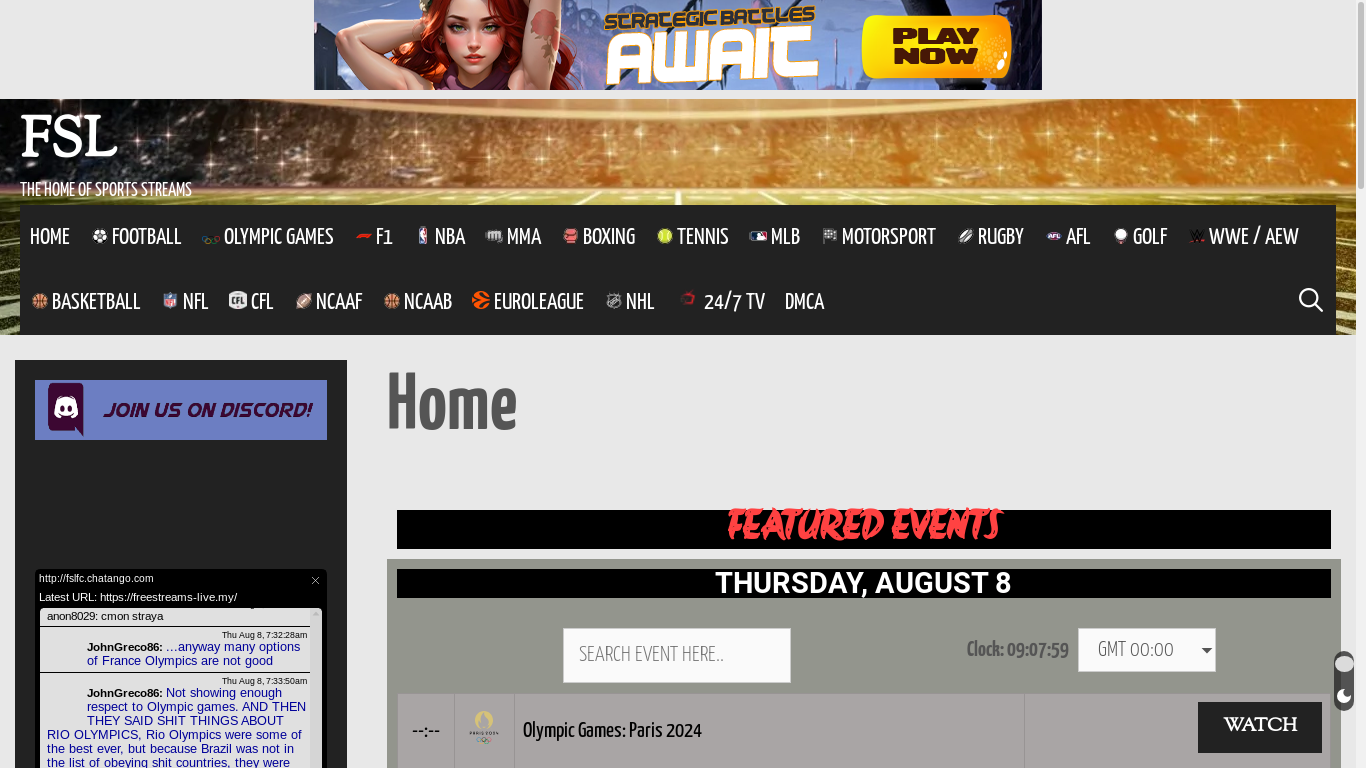 the desktop screenshot of freestreams-live.my