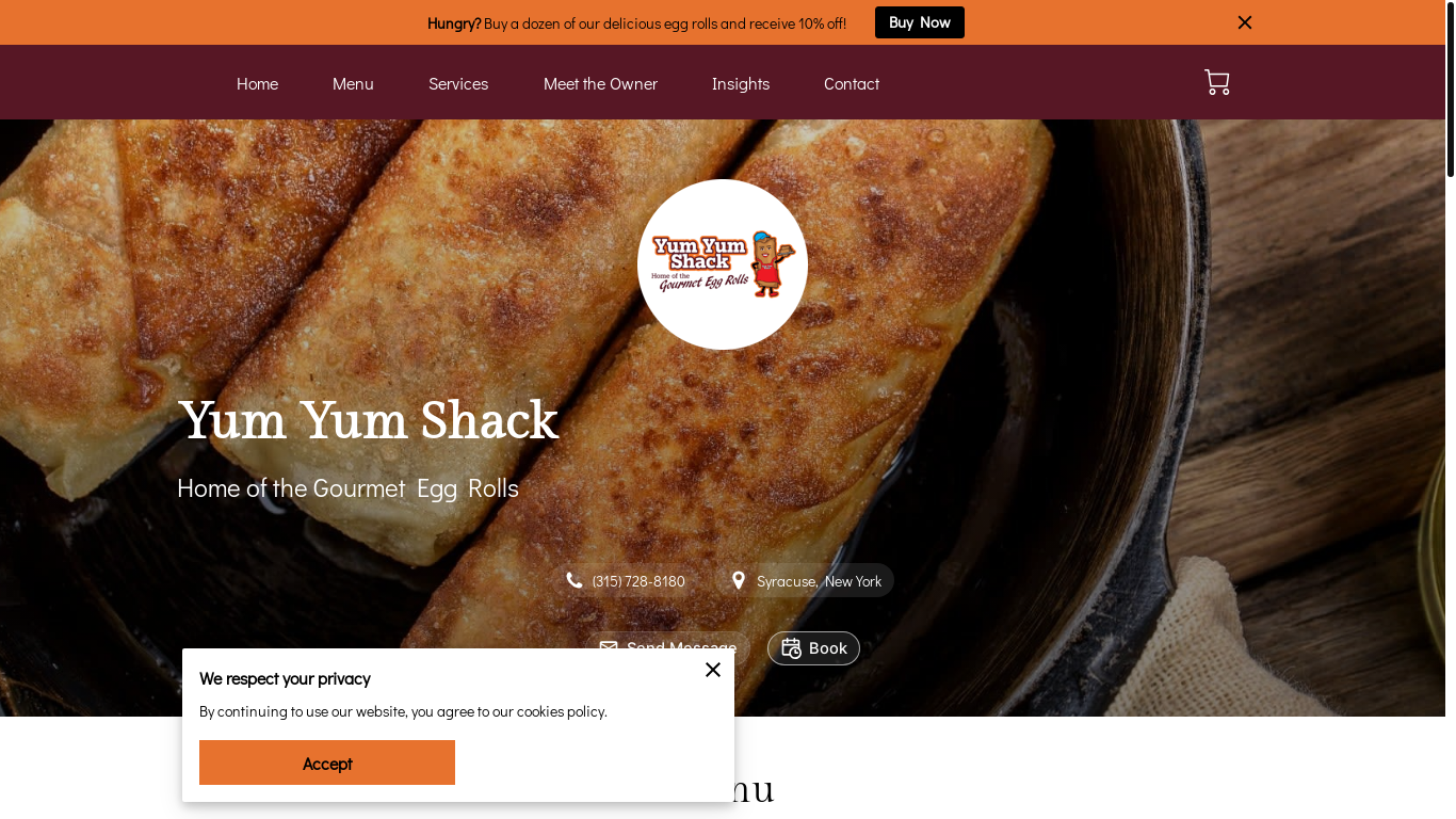 the desktop screenshot of yum-yum-shack.com