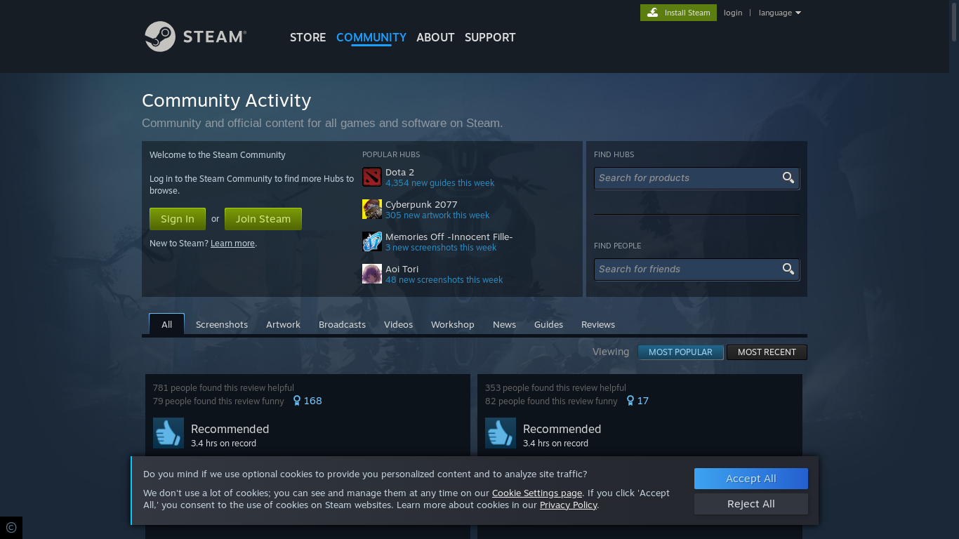 the desktop screenshot of steamcommunity.com