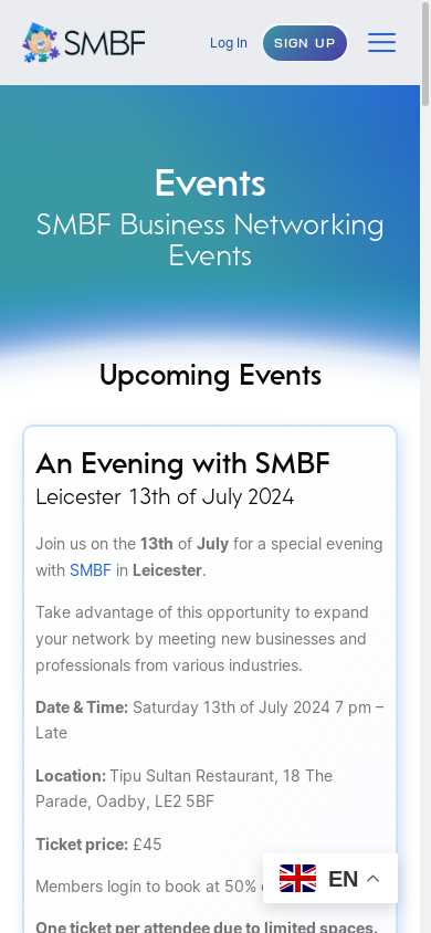 the mobile screenshot of smbf.org.uk