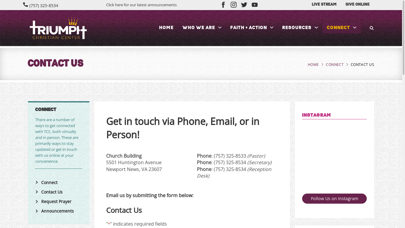 the desktop screenshot of triumphchristian.org