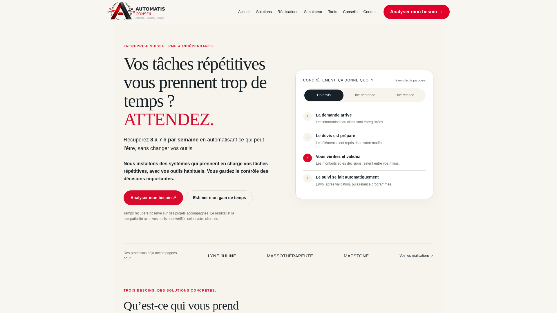 Automatisation IA pour PME en Suisse | AUTOMATIS CONSEIL - URL Scan ...