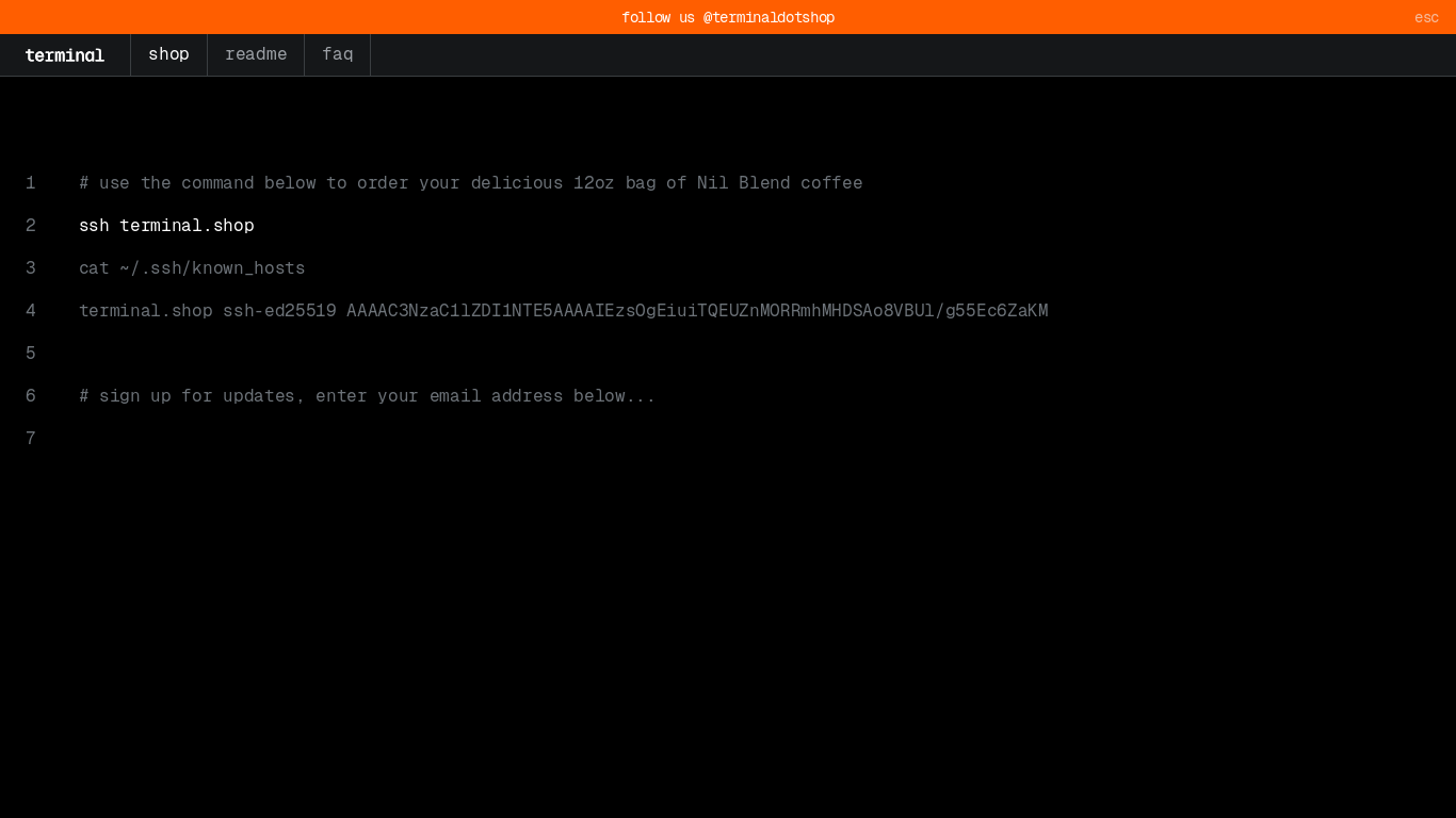 the desktop screenshot of www.terminal.shop