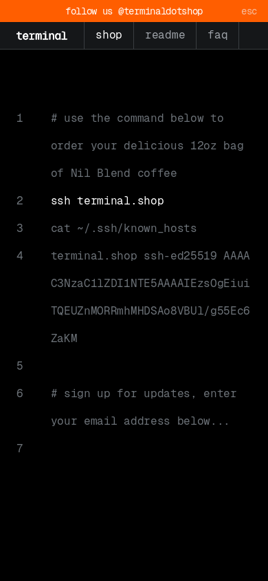the mobile screenshot of www.terminal.shop