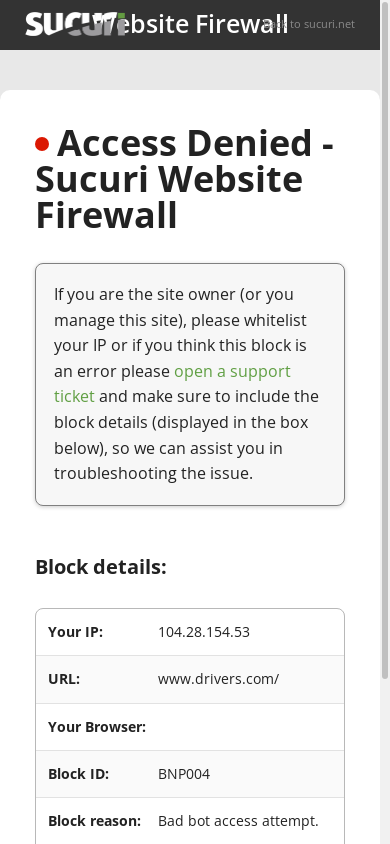 the mobile screenshot of www.drivers.com