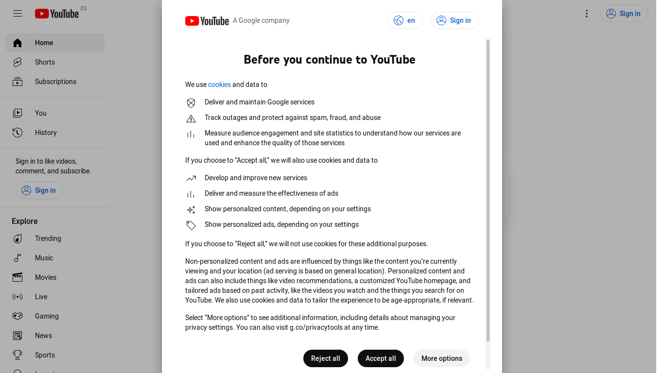 the desktop screenshot of www.youtube.com