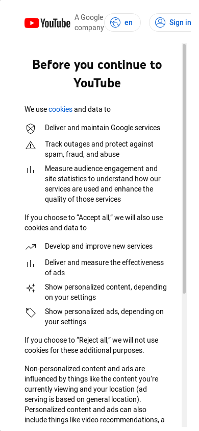 the mobile screenshot of www.youtube.com