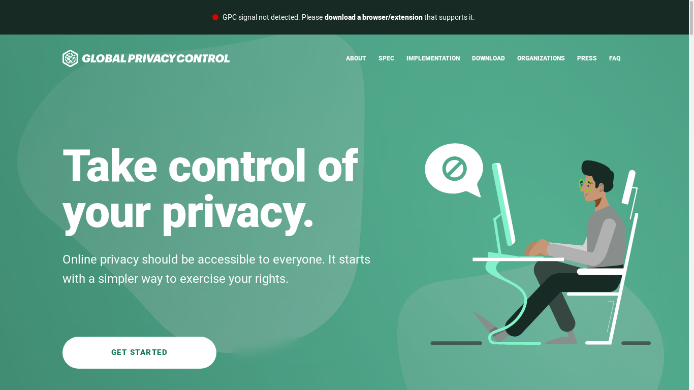 the desktop screenshot of globalprivacycontrol.org