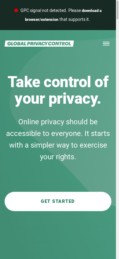 the mobile screenshot of globalprivacycontrol.org