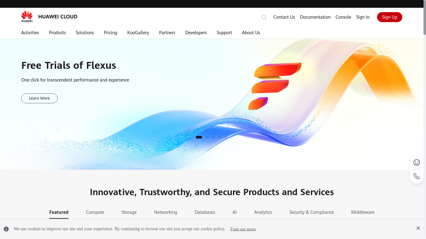 the desktop screenshot of www.huaweicloud.com