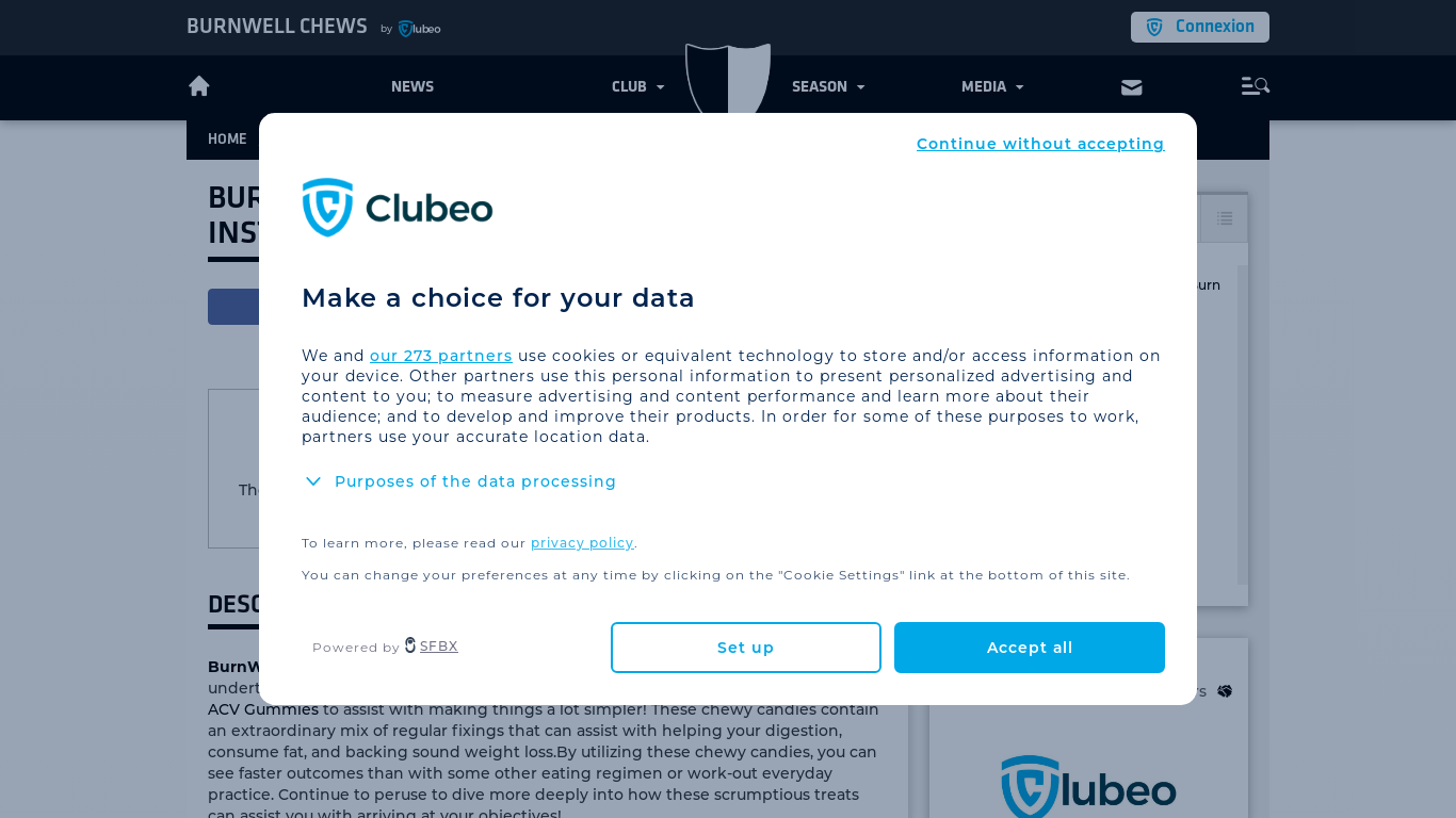 the desktop screenshot of burnwell-chews.clubeo.com