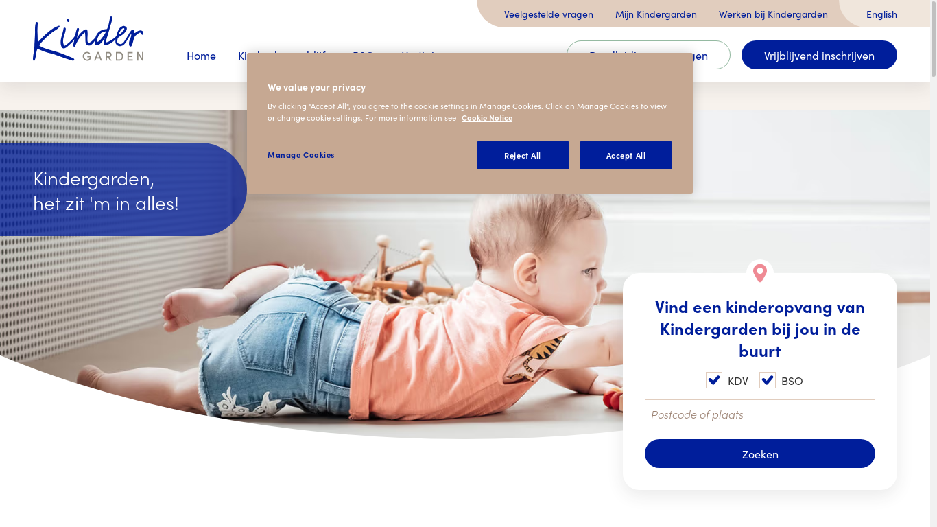 the desktop screenshot of www.kindergarden.nl