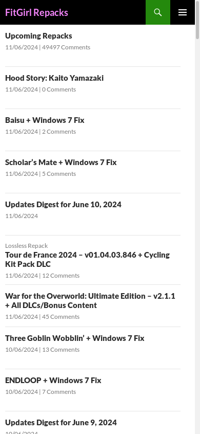 the mobile screenshot of fitgirl-repacks.site