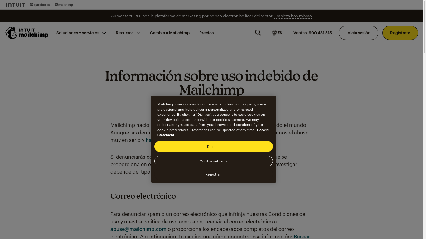 the desktop screenshot of mailchimp.com
