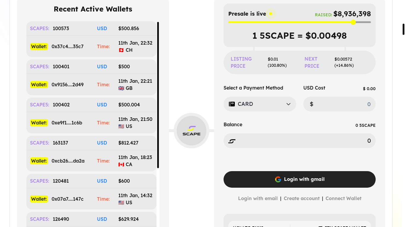 the desktop screenshot of fifthscape.live