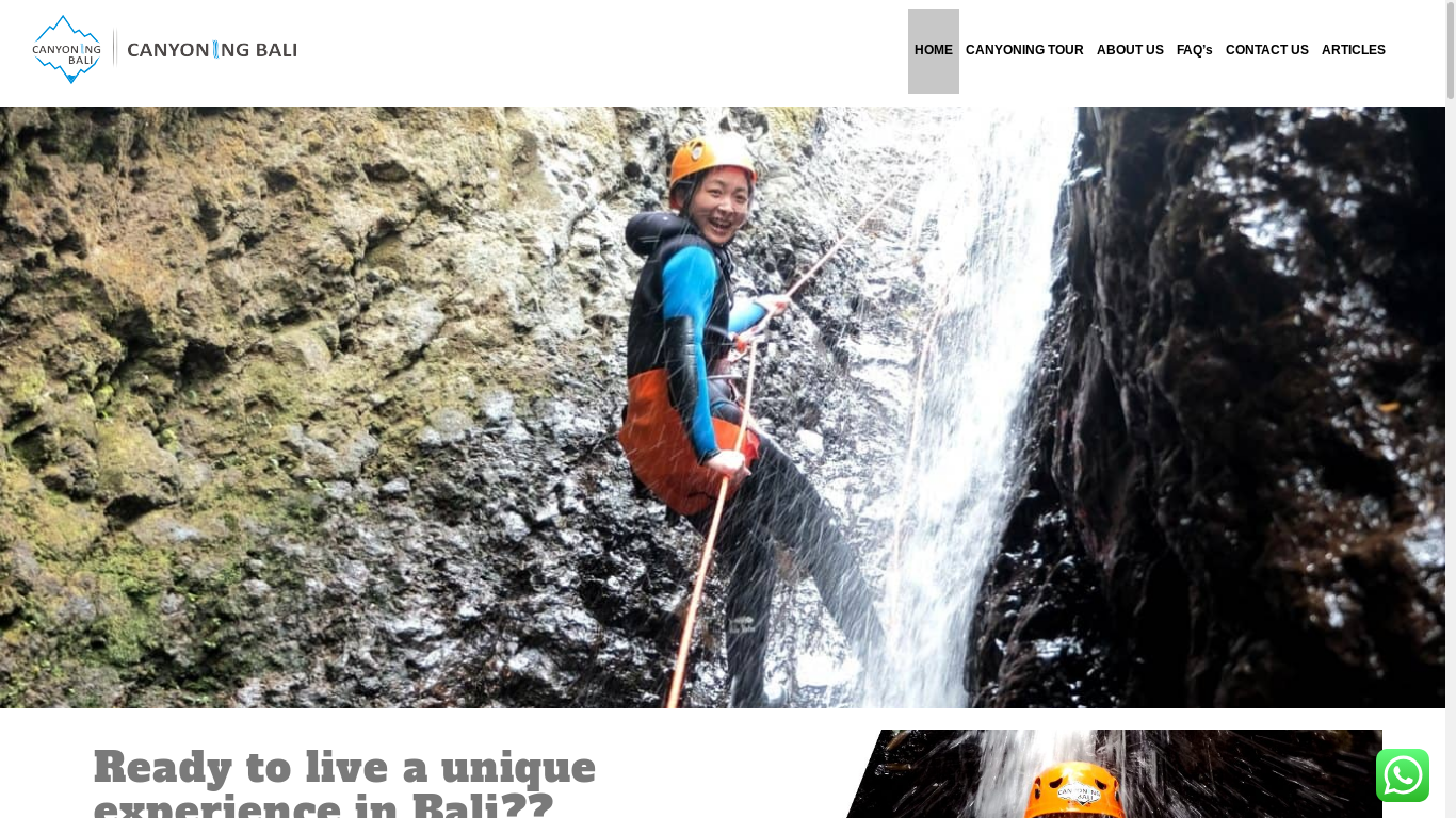 the desktop screenshot of canyoningbali.id