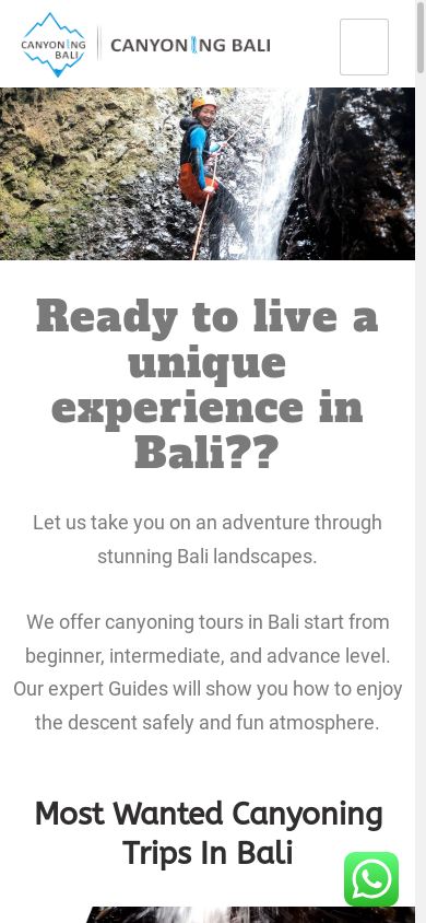 the mobile screenshot of canyoningbali.id