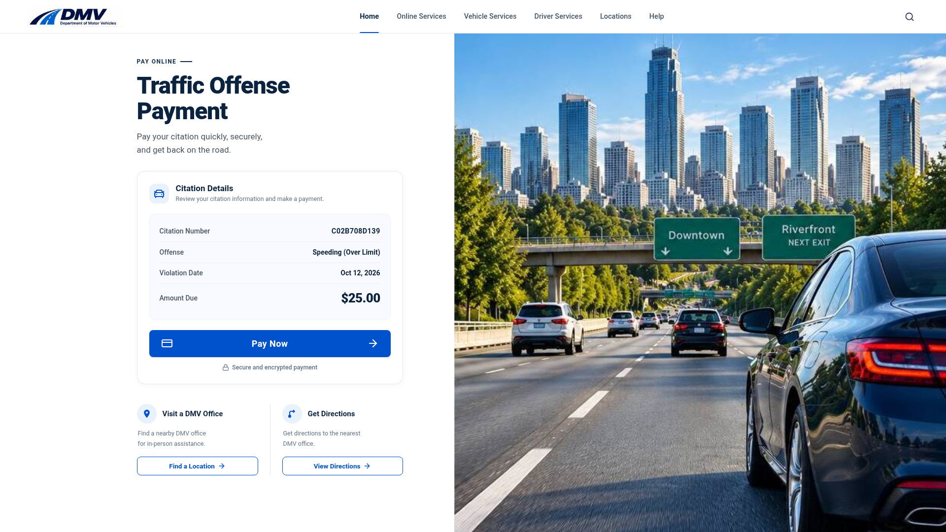 DMV Traffic Offense Payment - URL Scan Results | Tiny Scan