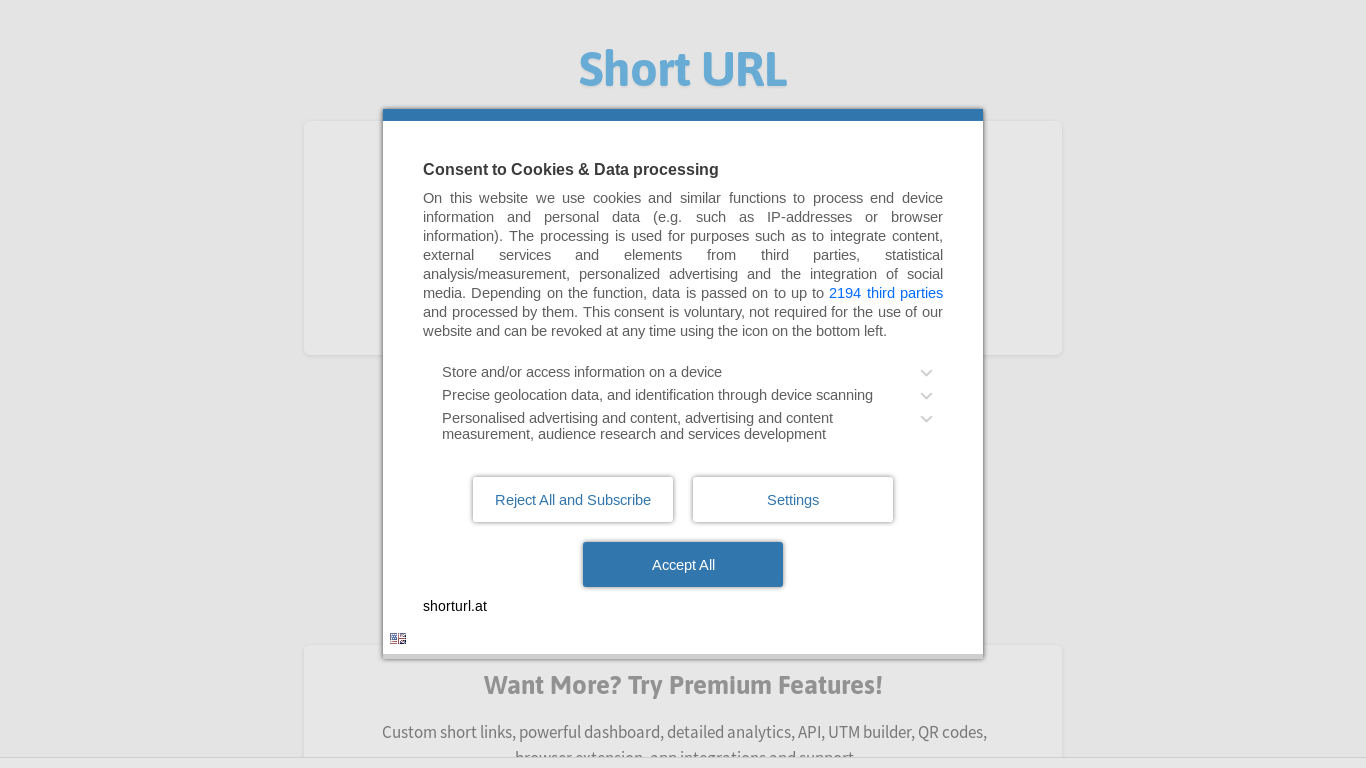 the desktop screenshot of www.shorturl.at