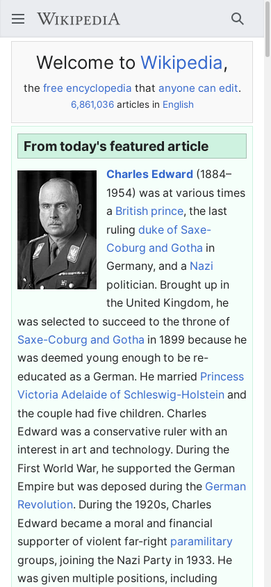 the mobile screenshot of en.m.wikipedia.org