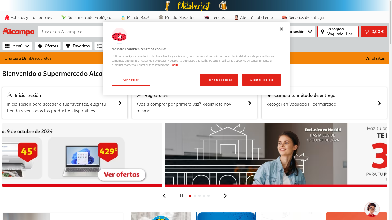 the desktop screenshot of www.compraonline.alcampo.es