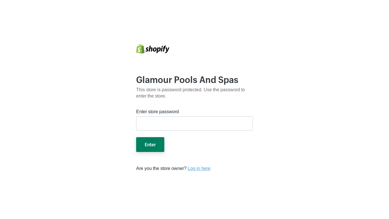 the desktop screenshot of glamour-pools-and-spas.myshopify.com
