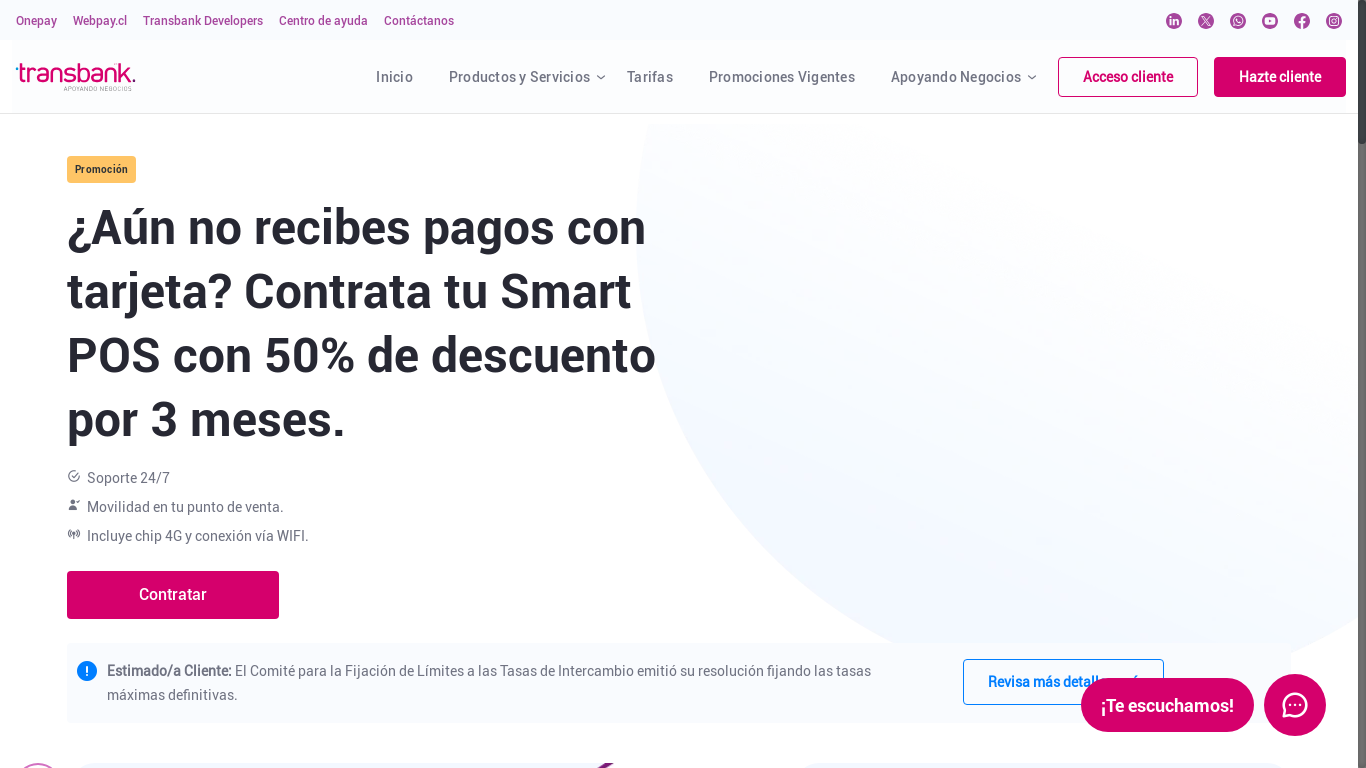 the desktop screenshot of publico.transbank.cl