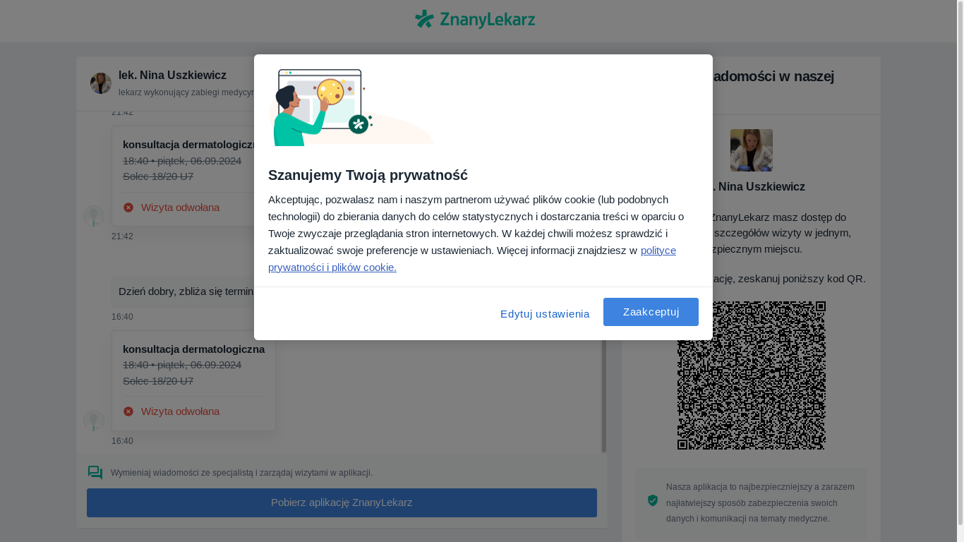the desktop screenshot of www.znanylekarz.pl