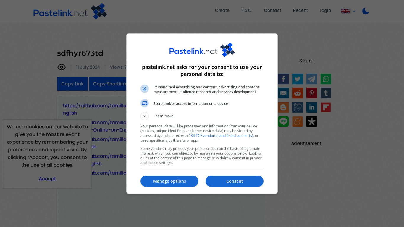 the desktop screenshot of pastelink.net