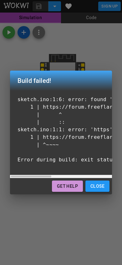the mobile screenshot of wokwi.com