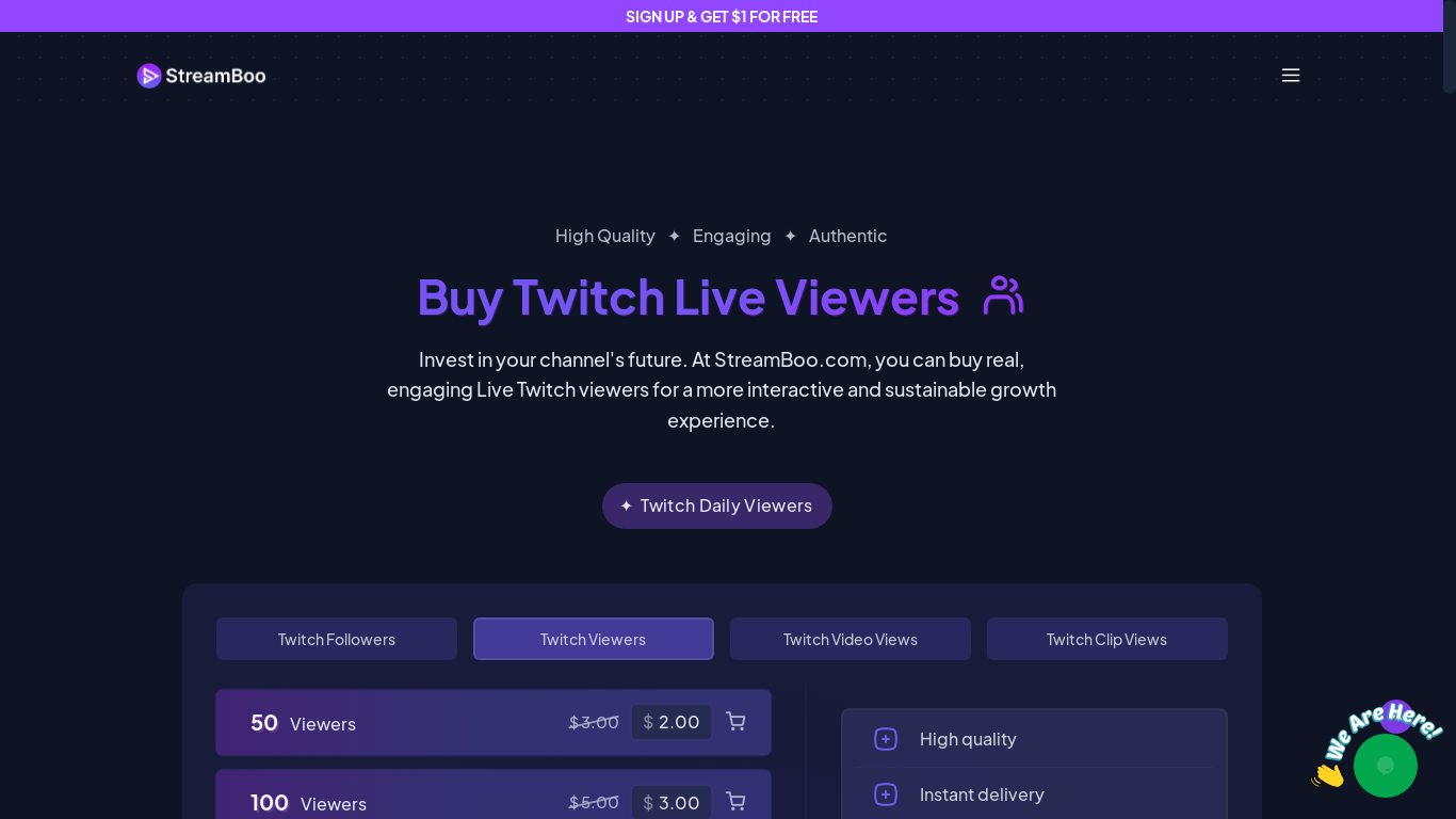 the desktop screenshot of streamboo.com