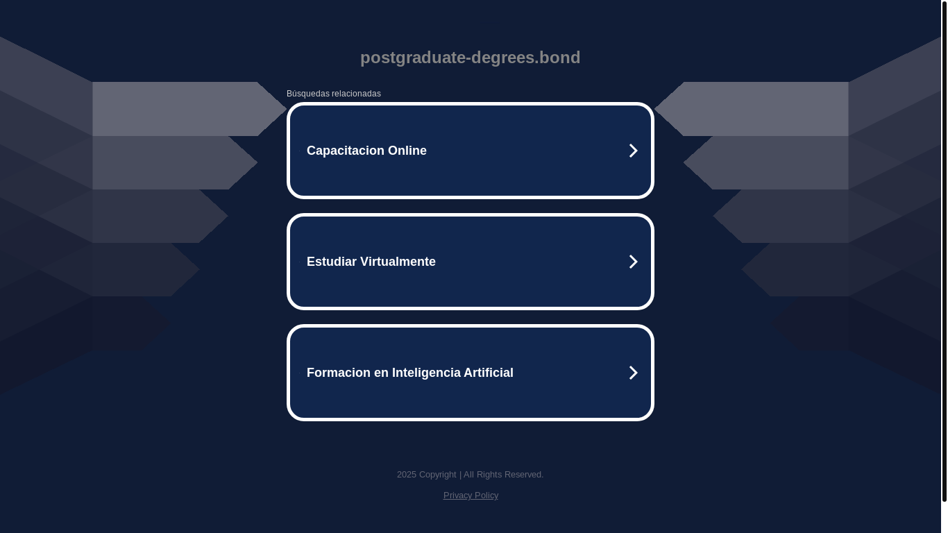 the desktop screenshot of postgraduate-degrees.bond