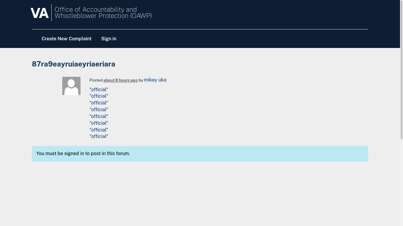 the desktop screenshot of oawp.va.gov