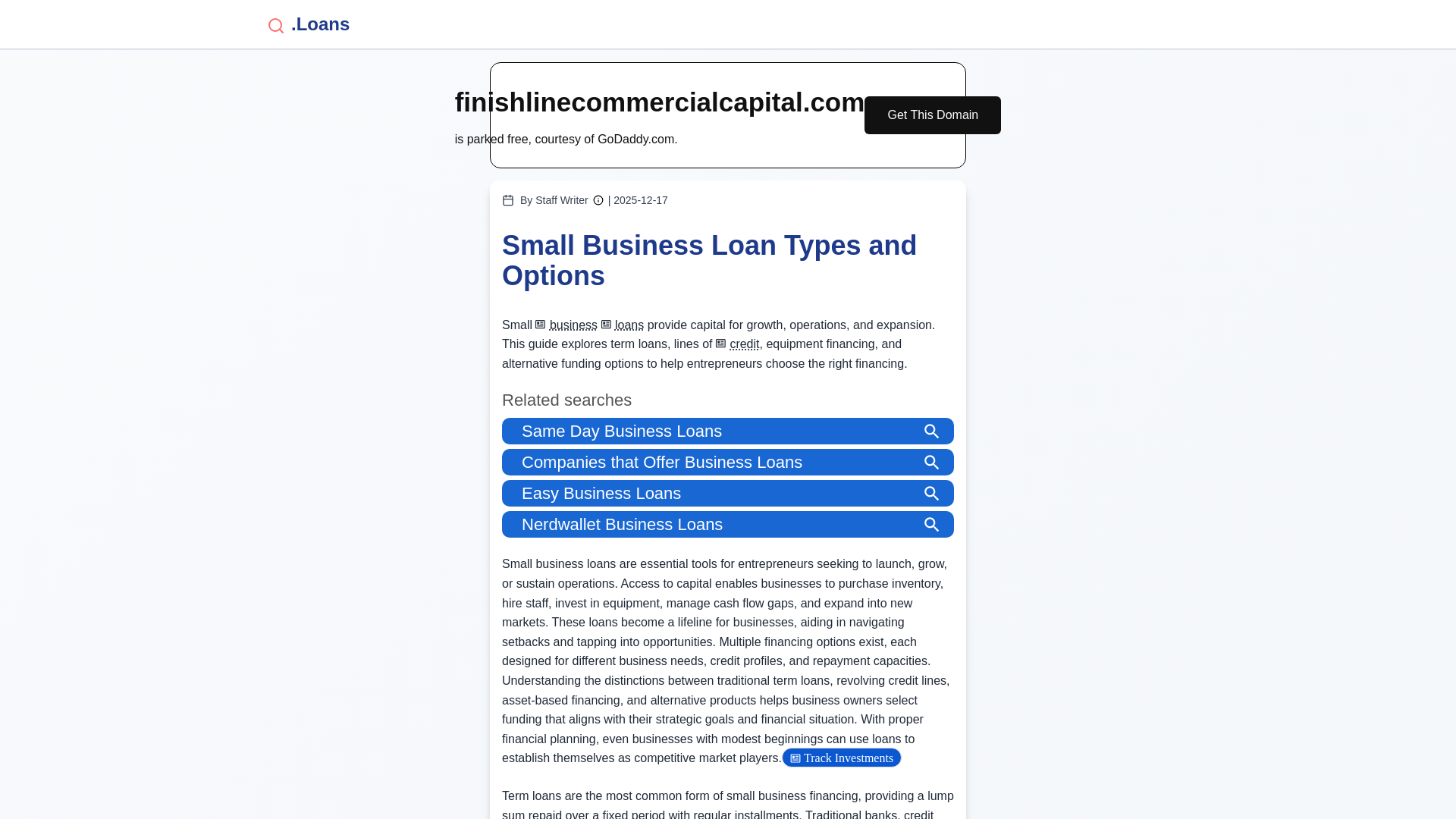 Small Business Loan Types and Options | .Loans - URL Scan Results ...