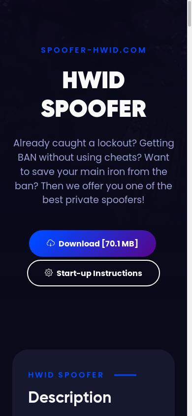 the mobile screenshot of spoofer-hwid.com