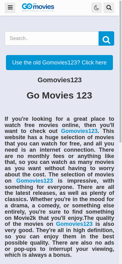 the mobile screenshot of gomovies123.fi