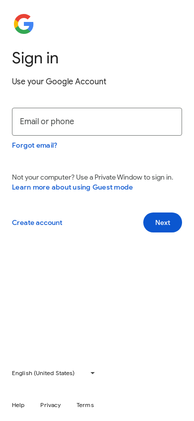 the mobile screenshot of accounts.google.com